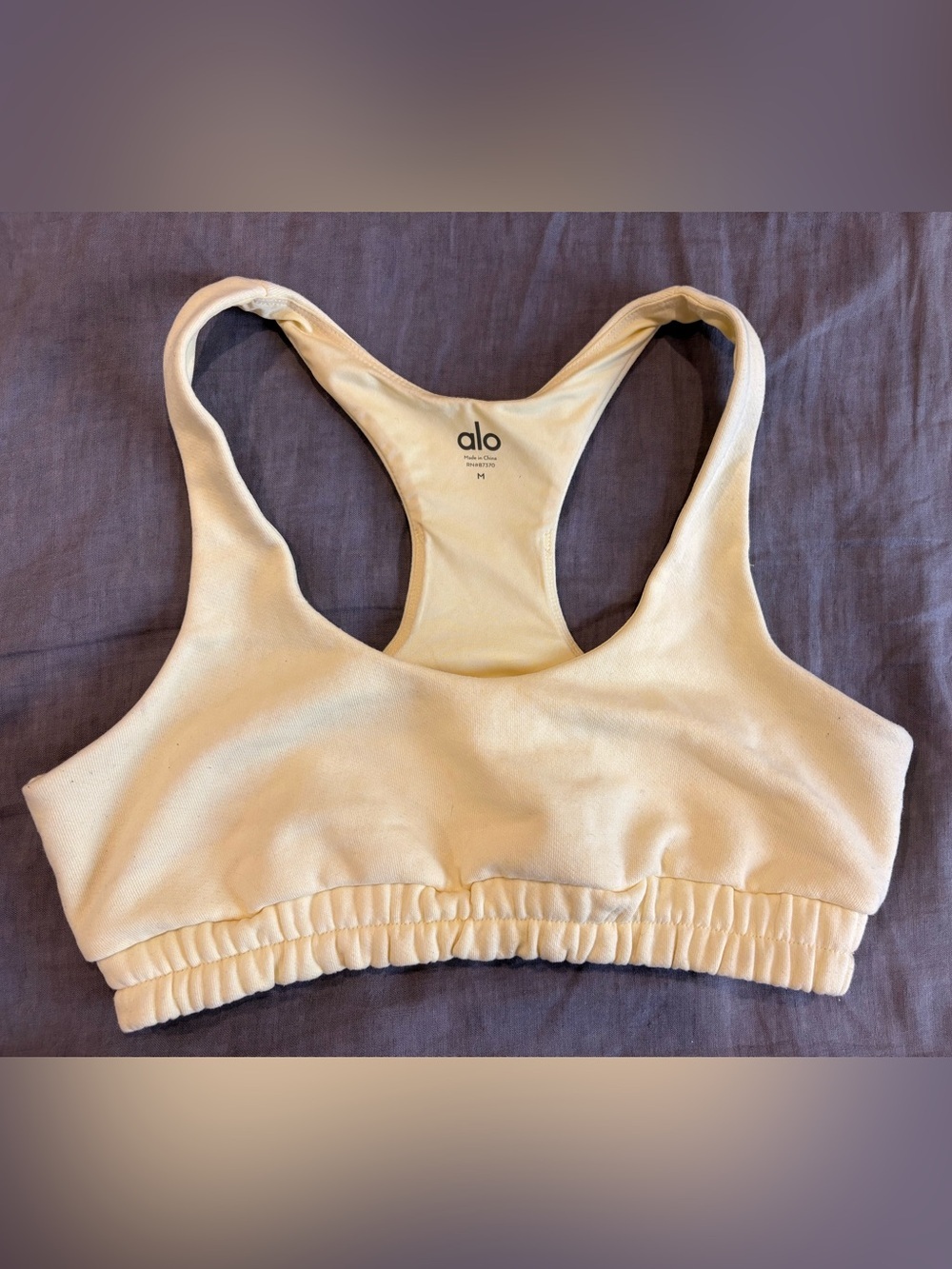 ALO Yoga Pale Yellow Racerback Sports Bra